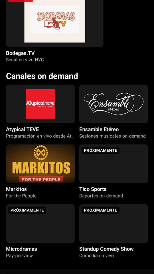Pantalla principal del app